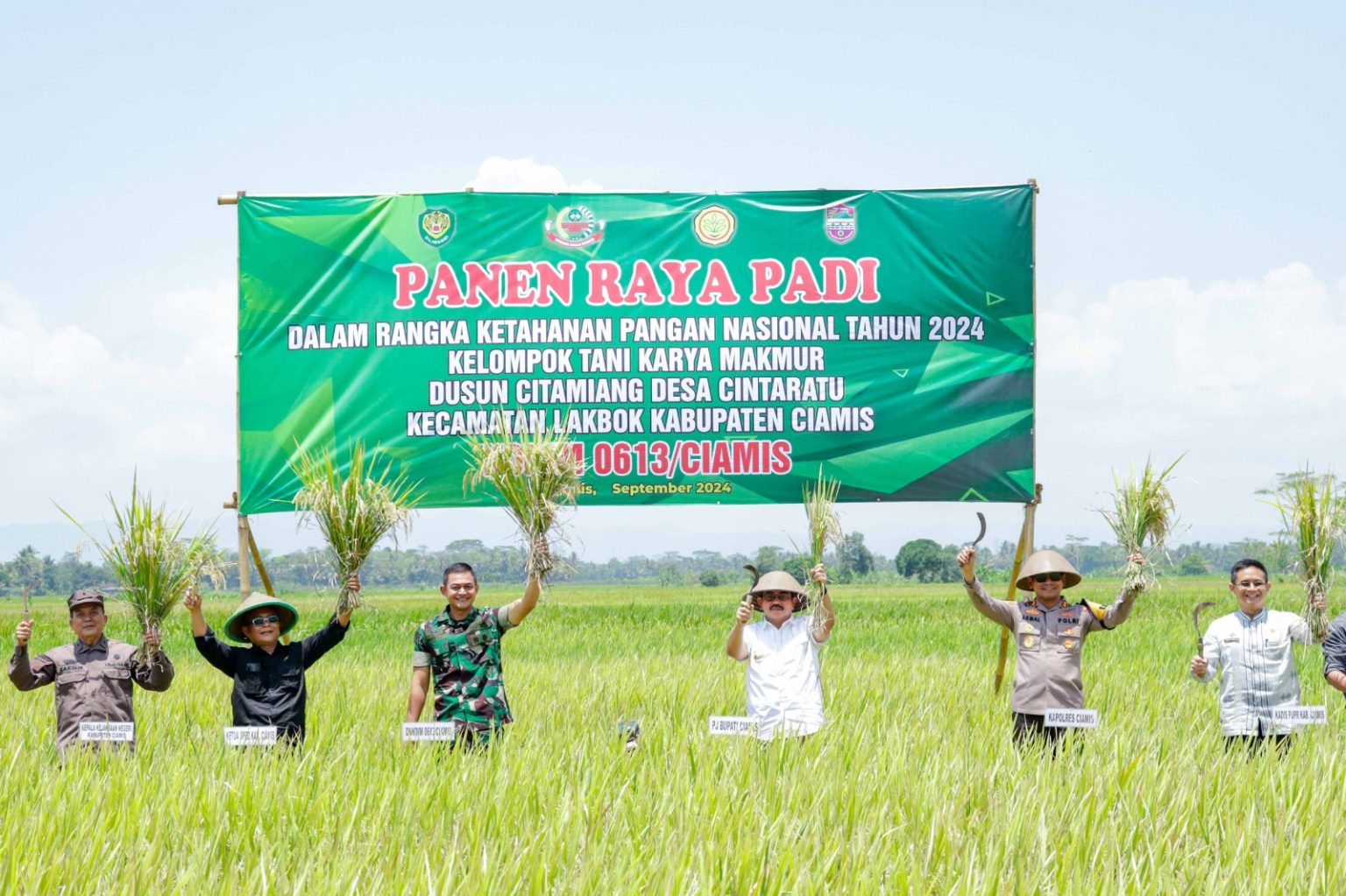 Perkuat Ketahanan Pangan Nasional, KODIM 0613/CIAMIS Gelar Panen Raya Di Desa Cintaratu